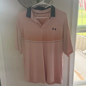 Under Armour Light Pink Polo with Navy Blue Accents